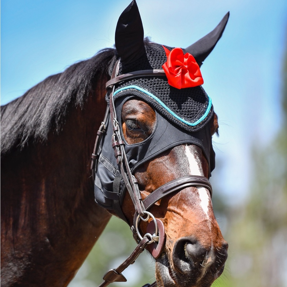 Ogilvy and Equstar matching horse saddle pads and bonnet - Picture 8 of 10